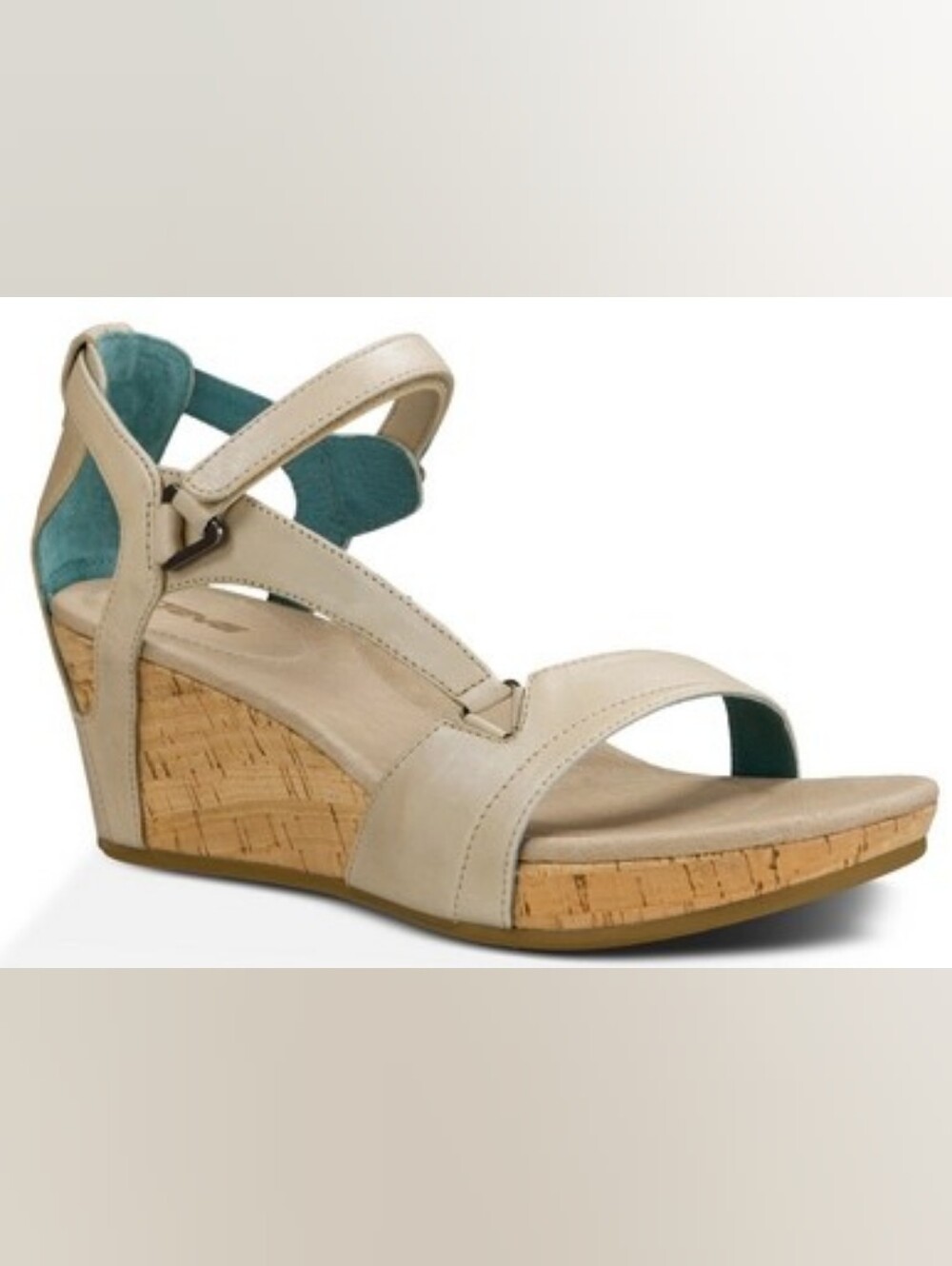Teva Capri Wedge Women's Neutral Tan T-Strap Leather Sandals Sz 10